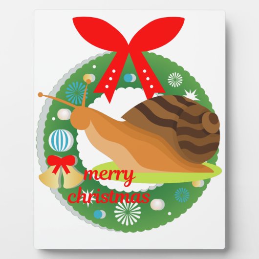 陽気なクリスマスのカタツムリ フォトプラーク (正面)
