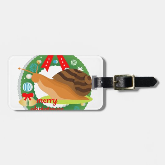 陽気なクリスマスのカタツムリ ラゲッジタグ (正面横)
