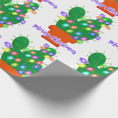 陽気なクリスマスのサボテン ラッピングペーパー (角)