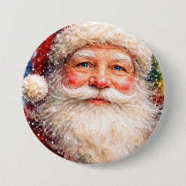 陽気なクリスマスのサンタの肖像画 缶バッジ