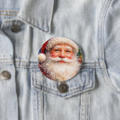 陽気なクリスマスのサンタの肖像画 缶バッジ (インサイチュ)