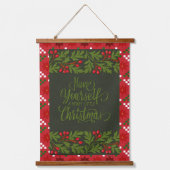 陽気なクリスマスのタッキーなセータースタイルを持つ 吊り下げ型タペストリー (正面)