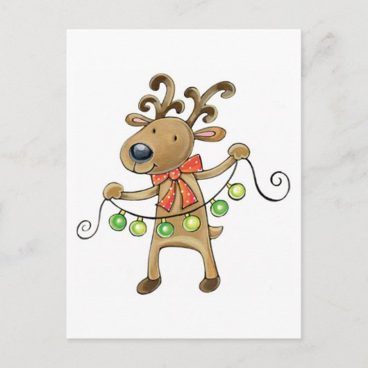陽気なクリスマスのトナカイ シーズンポストカード (正面)