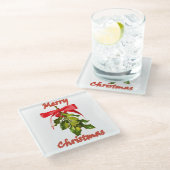 陽気なクリスマスのミートー ガラスコースター (アングル)