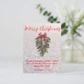 陽気なクリスマスの休日の緑のデコ白い雪 ポストカード (スタンド正面)