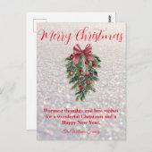 陽気なクリスマスの休日の緑のデコ白い雪 ポストカード (正面/裏面)