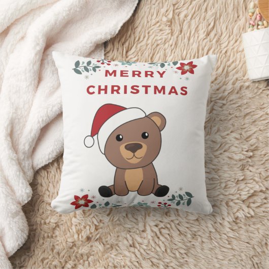 陽気なクリスマスの冬の動物がクマ クッション (ブランケット)