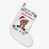 陽気なクリスマスの冬の動物がクマ スモールクリスマスストッキング (正面 (吊り時))