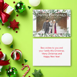 陽気なクリスマスの冬の緑の休日の写真 ノートカード