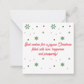 陽気なクリスマスの冬の緑の赤いスクリプトの休日 ノートカード (裏面)