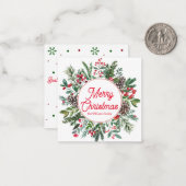 陽気なクリスマスの冬の緑の赤いスクリプトの休日 ノートカード (正面/裏面インサイチュ)