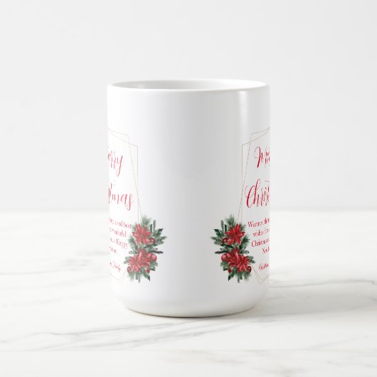 陽気なクリスマスの冬の緑の赤 コーヒーマグカップ (中央)