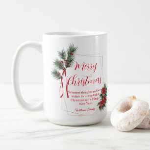 陽気なクリスマスの冬の緑の赤 コーヒーマグカップ