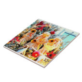 陽気なクリスマスの天使のラッパ タイル (側面)