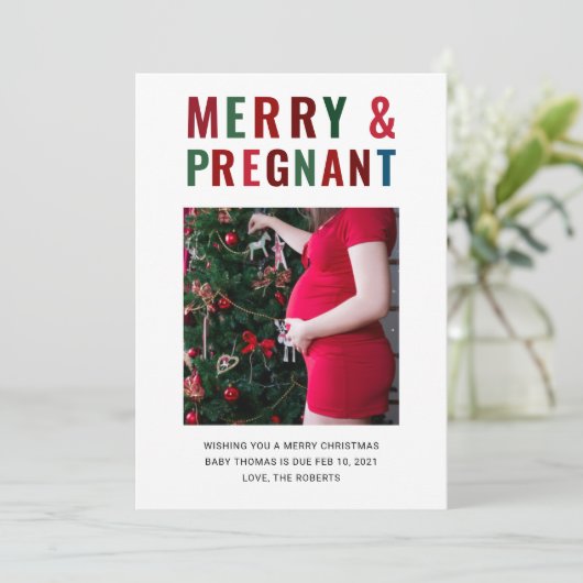 陽気なクリスマスの妊娠・ベビー発表写真 シーズンカード (スタンド正面)