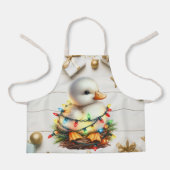 陽気なクリスマスの小さなアヒルが光に絡まっていた エプロン (正面)