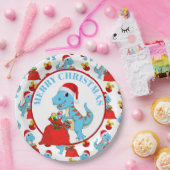 陽気なクリスマスの恐竜のパーティーの紙皿 ペーパープレート (パーティー)