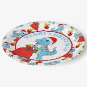 陽気なクリスマスの恐竜のパーティーの紙皿 ペーパープレート (アングル)