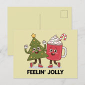 陽気なクリスマスの木 コーヒー好きな人の冬 ポストカード (正面/裏面)