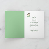 陽気なクリスマスの水彩画の《鳥》アメリカゴガラの鳥のヒイラギ シーズンカード (内部)