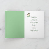 陽気なクリスマスの水彩画の《鳥》アメリカゴガラの鳥のヒイラギ シーズンカード (内部)