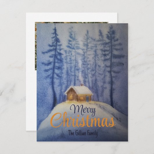 陽気なクリスマスの水色 シーズンカード (正面/裏面)