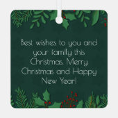 陽気なクリスマスの緑の休日の写真グリーン メタルオーナメント (裏面)