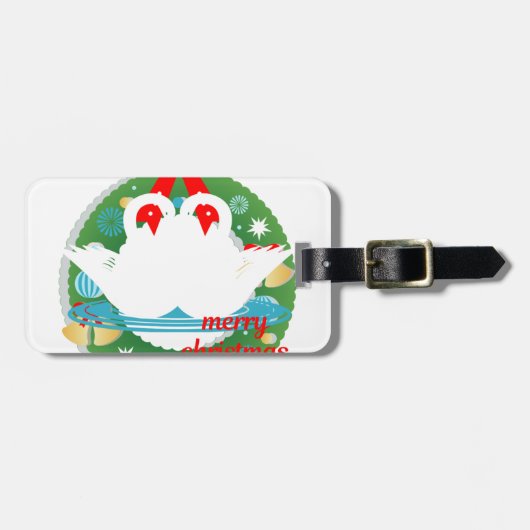 陽気なクリスマスの豚 ラゲッジタグ (正面横)