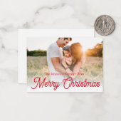 陽気なクリスマスの赤いスクリプトの休日の暗い写真 ノートカード (正面/裏面インサイチュ)