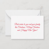 陽気なクリスマスの赤いスクリプトの休日の暗い写真 ノートカード (裏面)