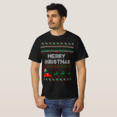 陽気なクリスマスの醜いクリスマスセーター Tシャツ (正面フル)