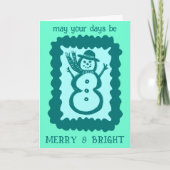 陽気なクリスマスの雪だるまの明るいホリデー カード (正面)