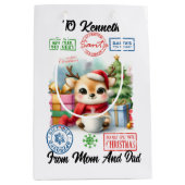 陽気なクリスマスを持つフェスティバルサック ミディアムペーパーバッグ (正面)