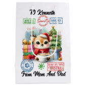 陽気なクリスマスを持つフェスティバルサック ミディアムペーパーバッグ (裏面)