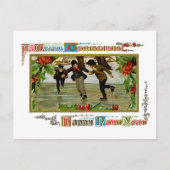 陽気なクリスマスアイススケーター シーズンポストカード (正面)