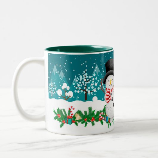 陽気なクリスマスイニシャルレターモノグラムマグ ツートーンマグカップ (左)