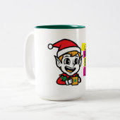 陽気なクリスマスエルフ ツートーンマグカップ (正面左)