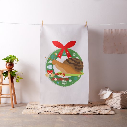 陽気なクリスマスカタツムリの織物 ファブリック (インサイチュ)
