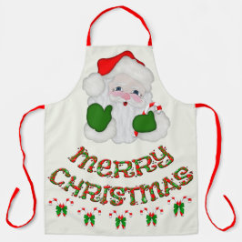 陽気なクリスマスサンタキャンディーキャン エプロン