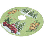 陽気なクリスマスシーンツリーズスノーレッドトラック名 ブラッシュドポリエステルツリースカート (アングル)