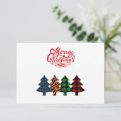 陽気なクリスマスツリーは、2トーンのコーヒーマグをplaid サンキューカード (スタンド正面)