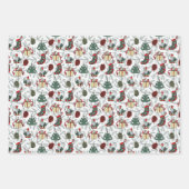 陽気なクリスマスツリークリスマスキャンドルヴィンテージ ラッピングペーパーシート (正面3)