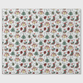 陽気なクリスマスツリークリスマスキャンドルヴィンテージ ラッピングペーパー (フラット)