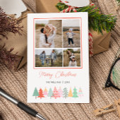 陽気なクリスマスツリーズコージー4フォトホリデーカード シーズンカード