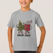 陽気なクリスマスツリー コーヒー好きな人のための冬 Tシャツ (正面)