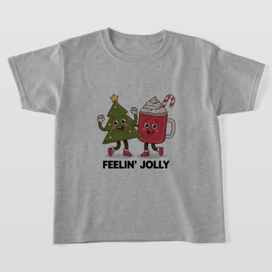 陽気なクリスマスツリー コーヒー好きな人のための冬 Tシャツ (レイダウン)