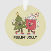陽気なクリスマスツリー コーヒー好きな人の冬 オーナメント (正面)