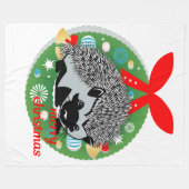 陽気なクリスマスハリネズミの毛布 フリースブランケット (正面(横))