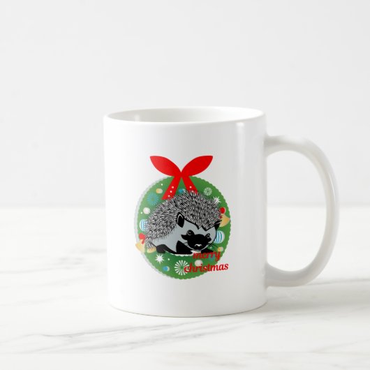 陽気なクリスマスハリネズミ コーヒーマグカップ (右)