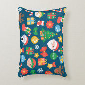 陽気なクリスマスパターンを青に アクセントクッション (正面(垂直))